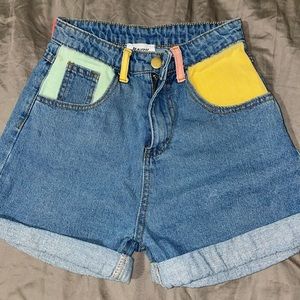 Princess Polly Color-block Denim Shorts